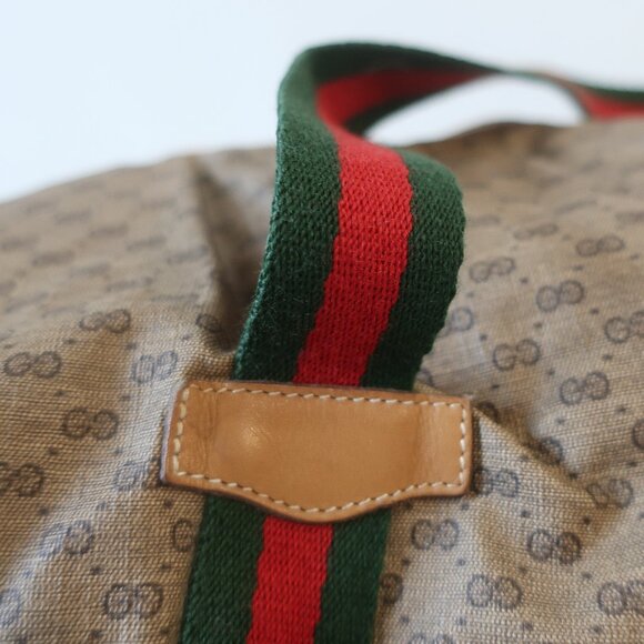 Authentic Women Gucci Micro GG Neutral Beige Web Canvas Leather Micro Duffle Bag - Picture 11 of 16